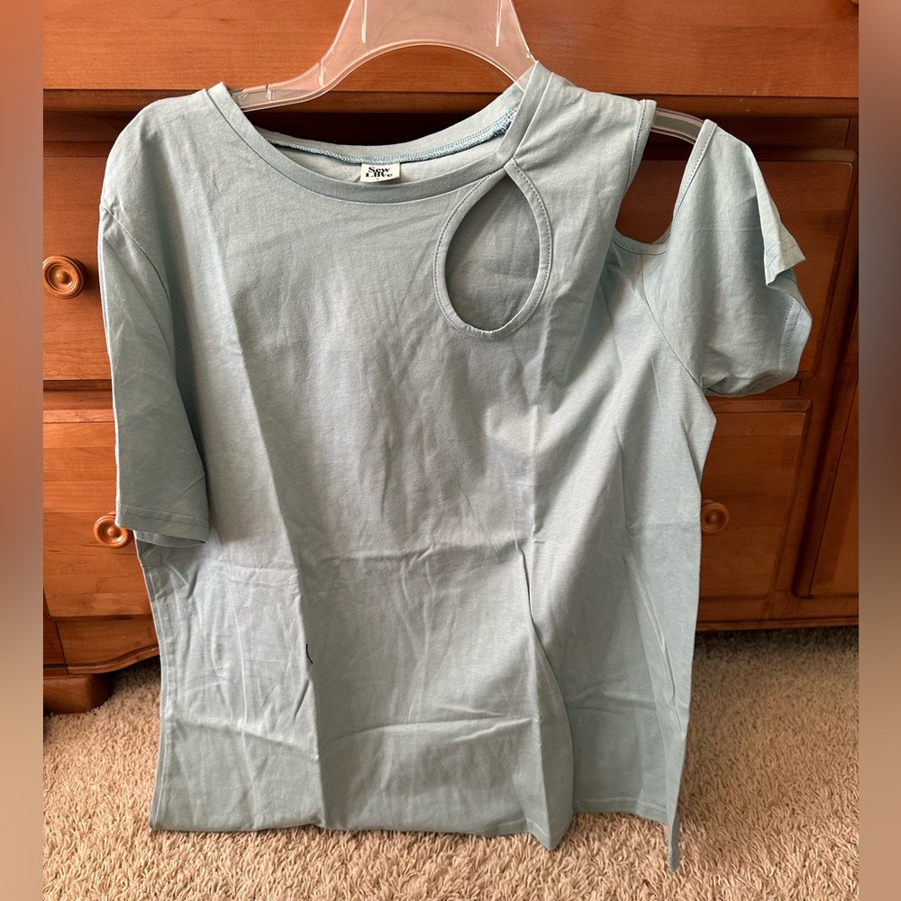 SEW IN LOVE MINT COLD SHOULDER TOP